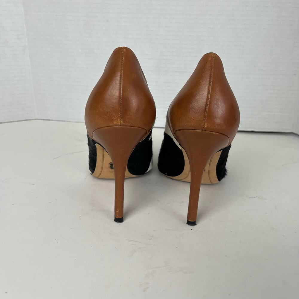 Sam Edelman Size 7 Cow Print Leather Heels Pointed Toe Pumps - Picture 5 of 10